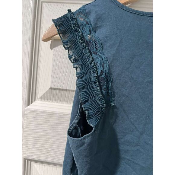 ARMANI EXCHANGE Women Teal Flutter Sleeve Top Green Size S Cotton A001981 - Picture 8 of 8